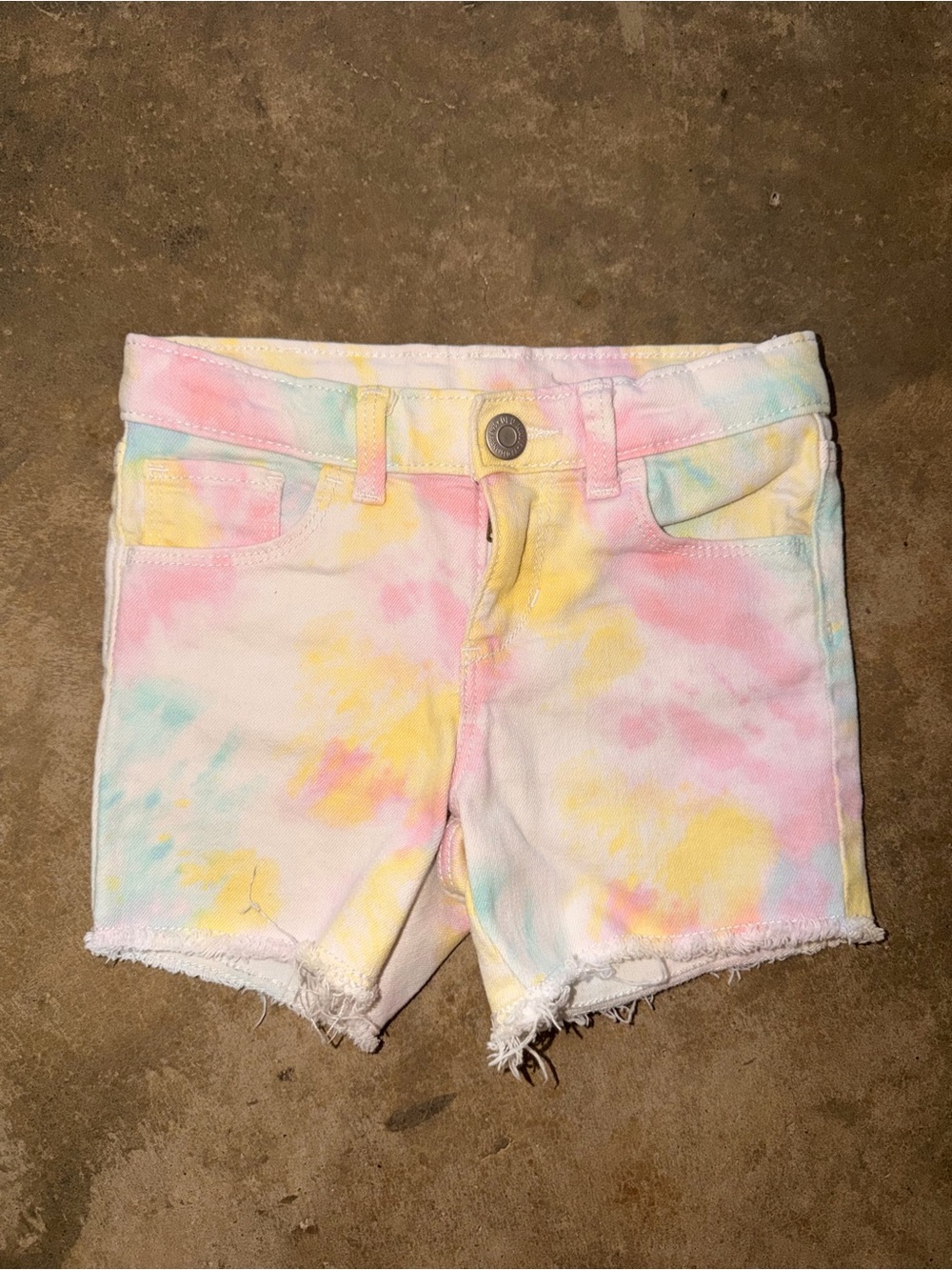Old Navy Pastel Tie Dye Denim Shorts Girls 5T Raw Hem